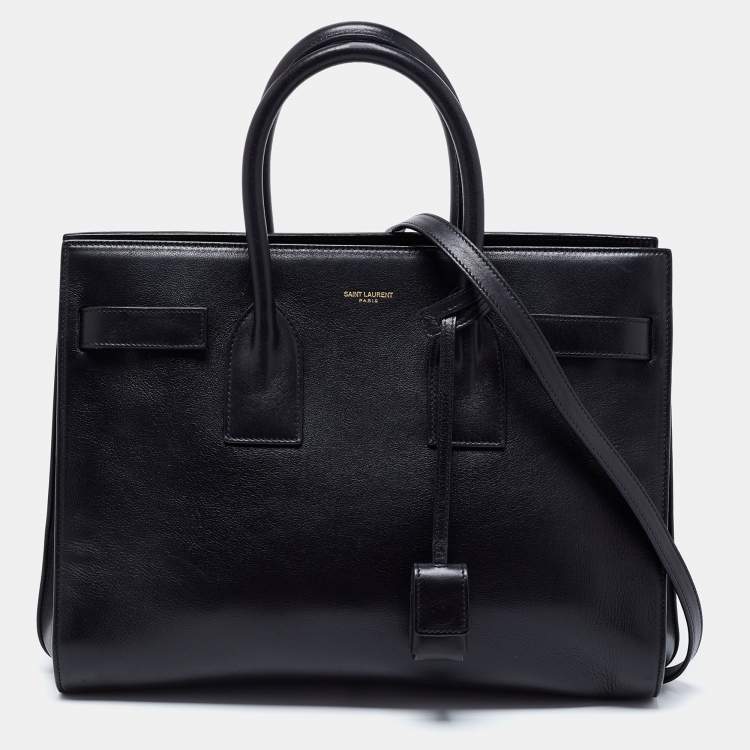 Pre Owned Saint Laurent Black Leather Small Classic Sac De Jour Tote