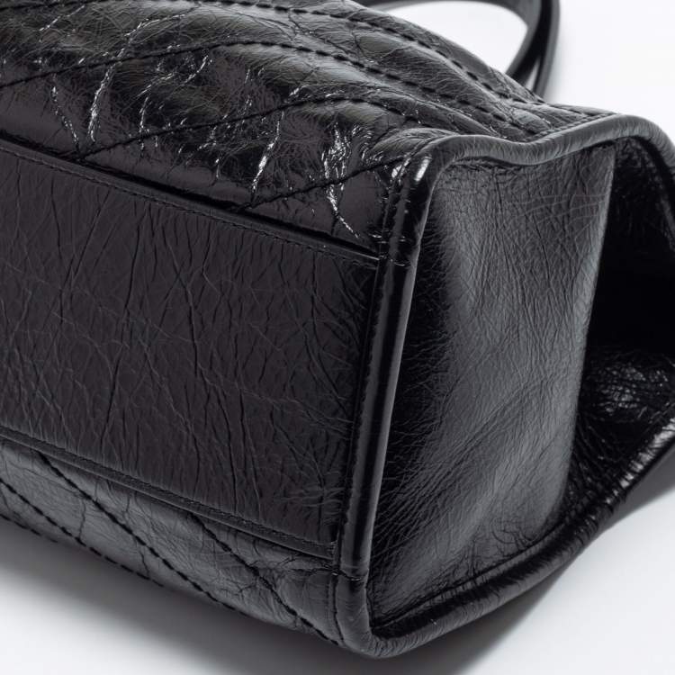 Pre Owned Saint Laurent Black Crinkled Leather Niki Tote