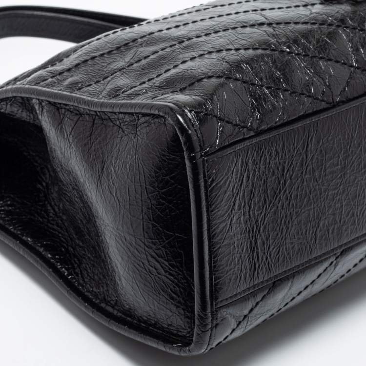 Pre Owned Saint Laurent Black Crinkled Leather Niki Tote