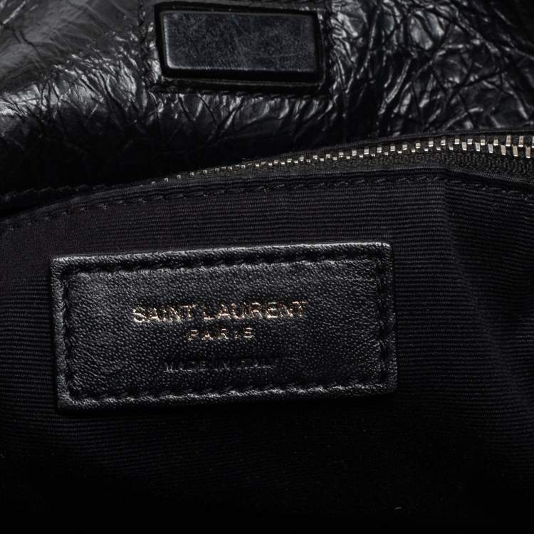 Pre Owned Saint Laurent Black Crinkled Leather Niki Tote