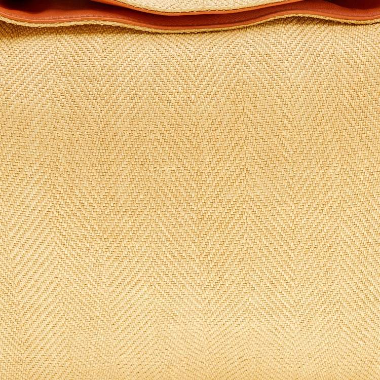 Pre Owned Yves Saint Laurent Yellow/Brown Fabric And Leather Hobo