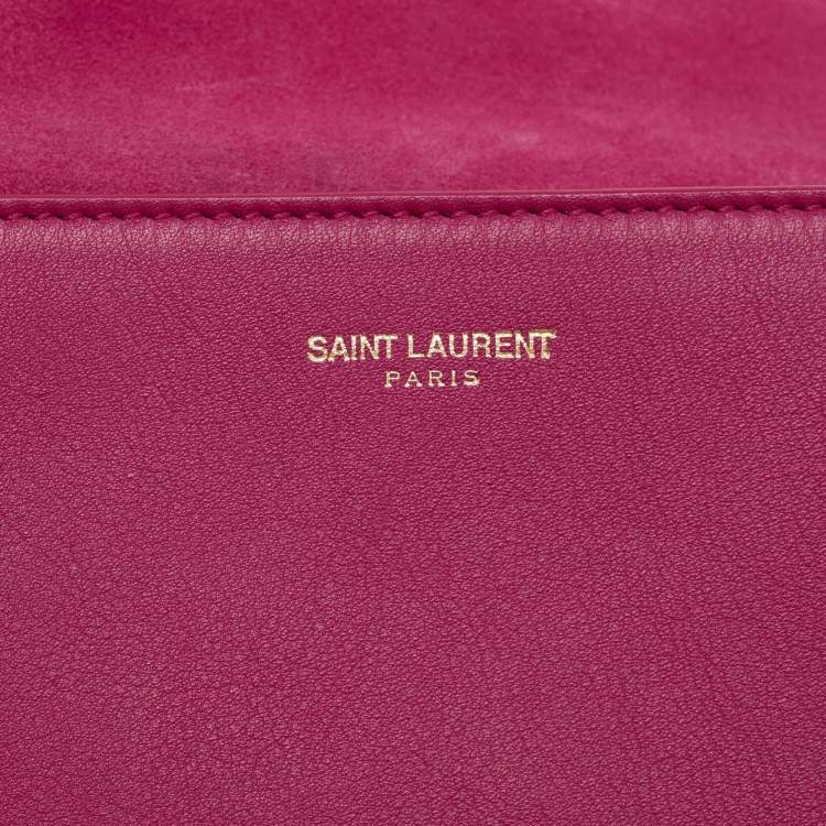 Pre Owned Saint Laurent Pink Leather Medium Chyc Flap Bag