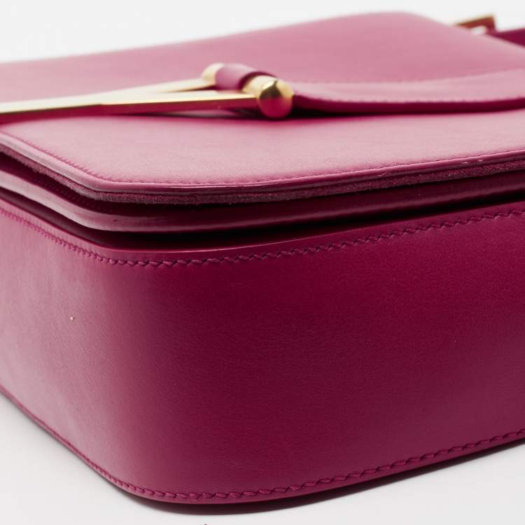 Pre Owned Saint Laurent Pink Leather Medium Chyc Flap Bag