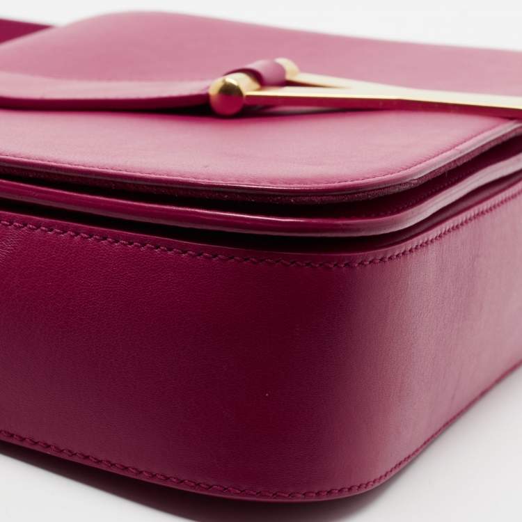 Pre Owned Saint Laurent Pink Leather Medium Chyc Flap Bag