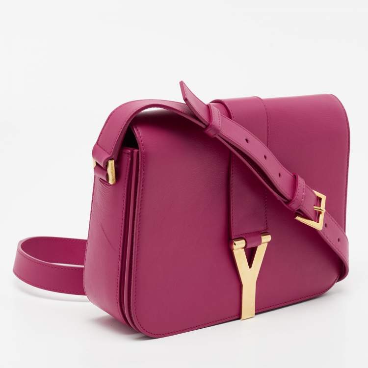 Pre Owned Saint Laurent Pink Leather Medium Chyc Flap Bag