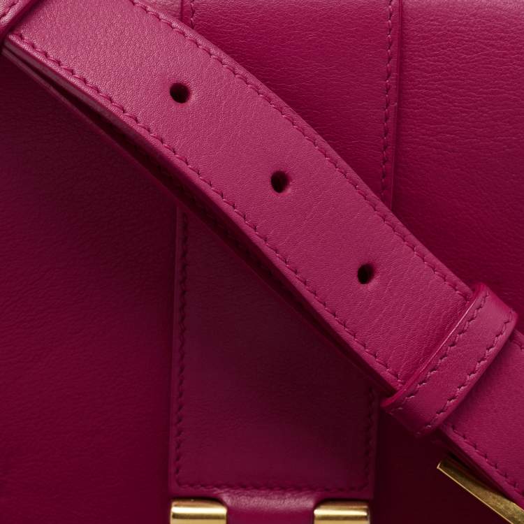Pre Owned Saint Laurent Pink Leather Medium Chyc Flap Bag