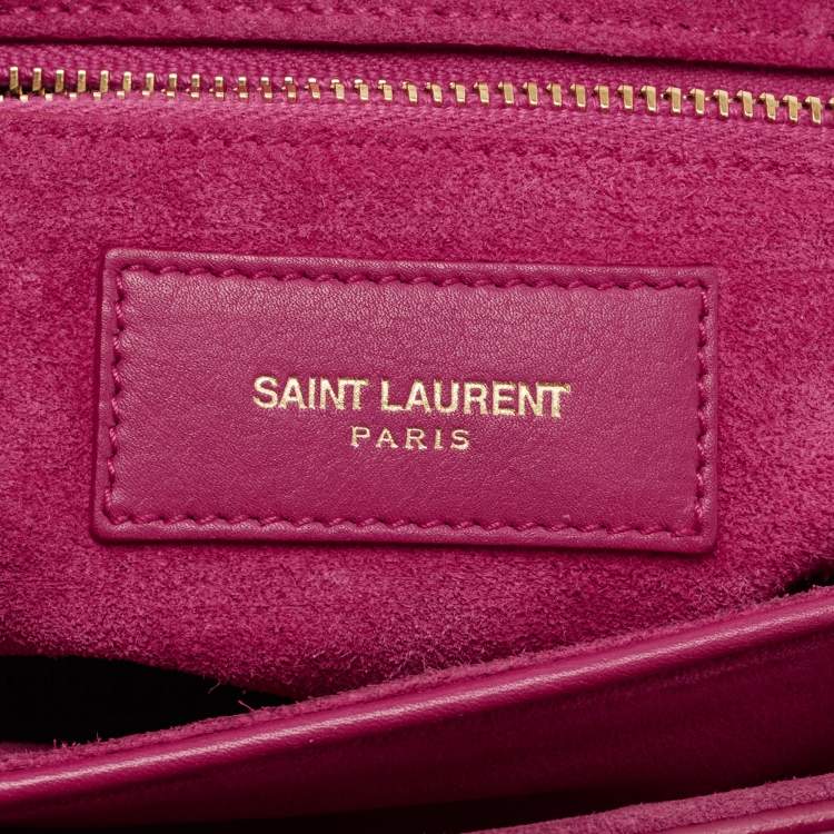 Pre Owned Saint Laurent Pink Leather Medium Chyc Flap Bag