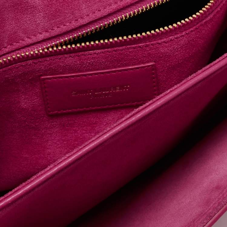 Pre Owned Saint Laurent Pink Leather Medium Chyc Flap Bag
