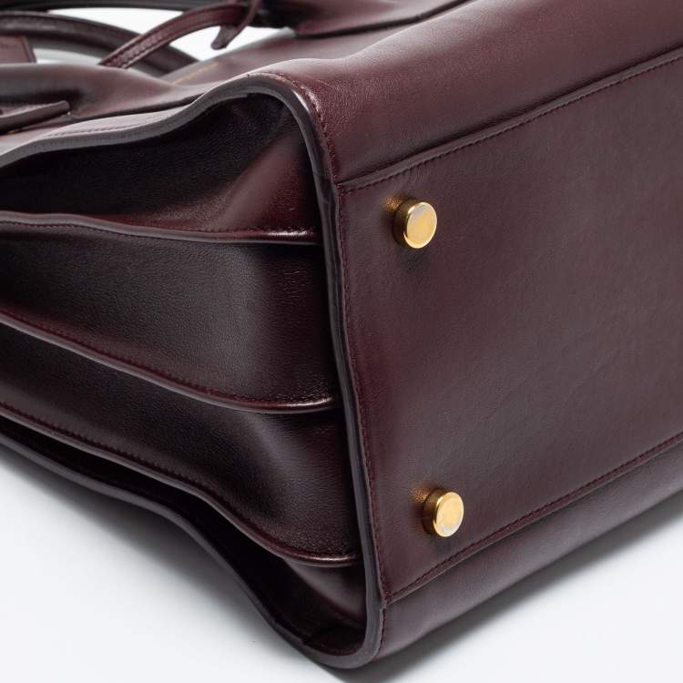 Pre Owned Saint Laurent Burgundy Leather Small Classic Sac De Jour Tote