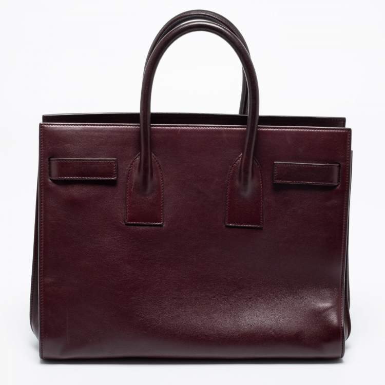Pre Owned Saint Laurent Burgundy Leather Small Classic Sac De Jour Tote