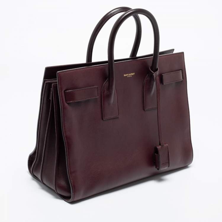 Pre Owned Saint Laurent Burgundy Leather Small Classic Sac De Jour Tote