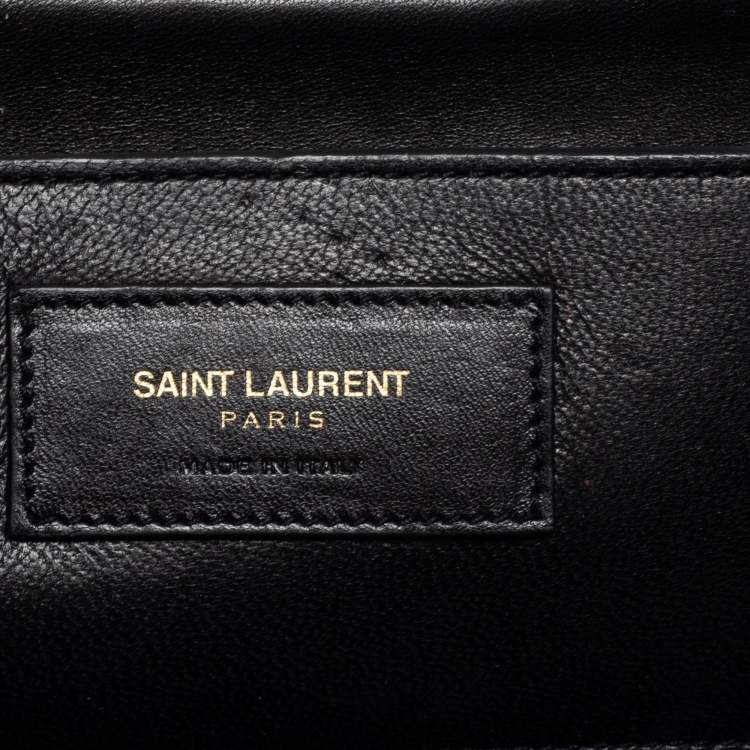 Pre Owned Saint Laurent Black Quilted Leather Monogram Envelope Shoulder Bag