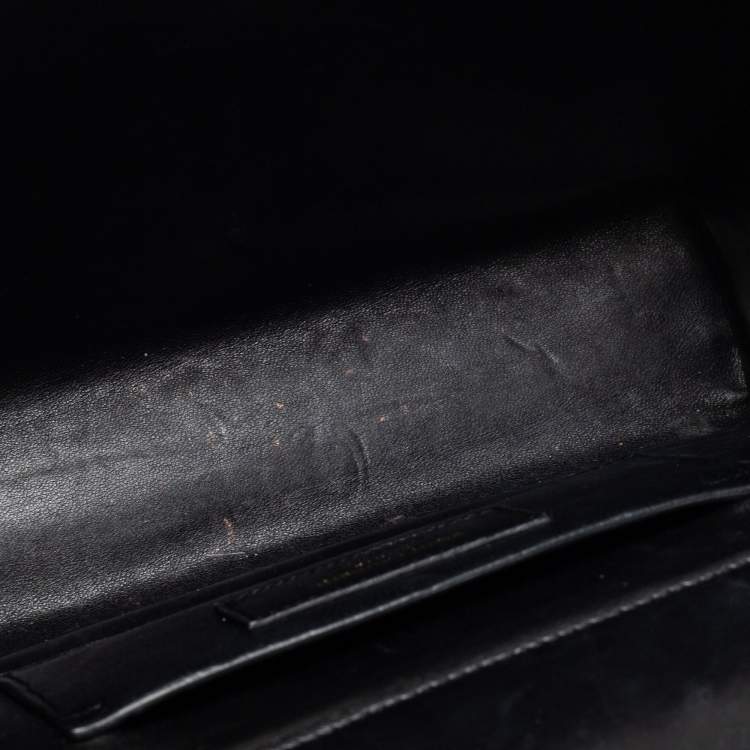 Pre Owned Saint Laurent Black Quilted Leather Monogram Envelope Shoulder Bag