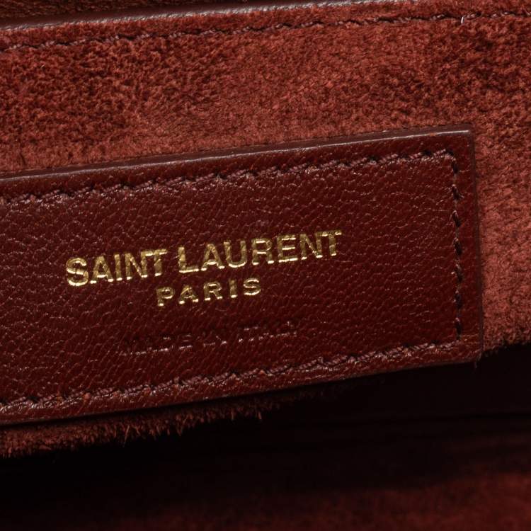 Pre Owned Saint Laurent Rust Croc Embossed Leather Medium Sunset Shoulder Bag