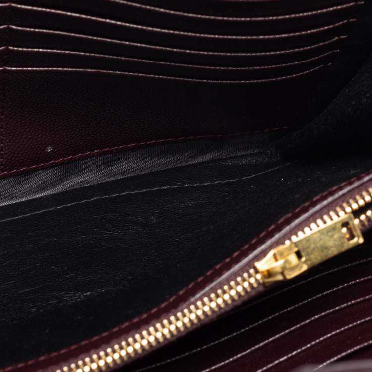 مملوكة مسبقًا Saint Laurent Burgundy Matelassé Leather Monogram Envelope Wallet on Chain