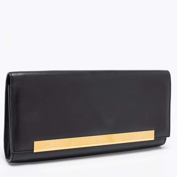 مملوكة مسبقًا Saint Laurent Black Leather Lutetia Clutch 
