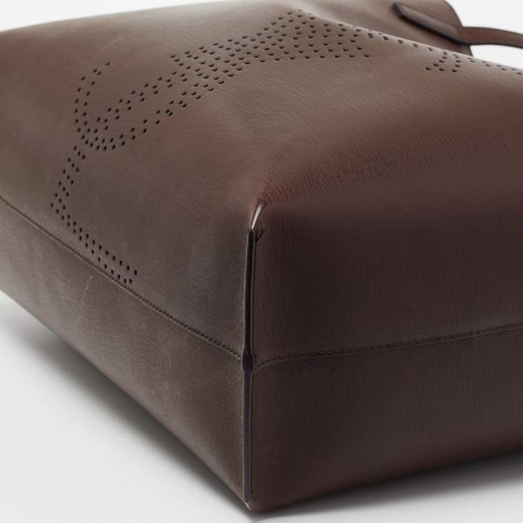 Pre Owned Saint Laurent Brown Perforated Leather East/West Tote