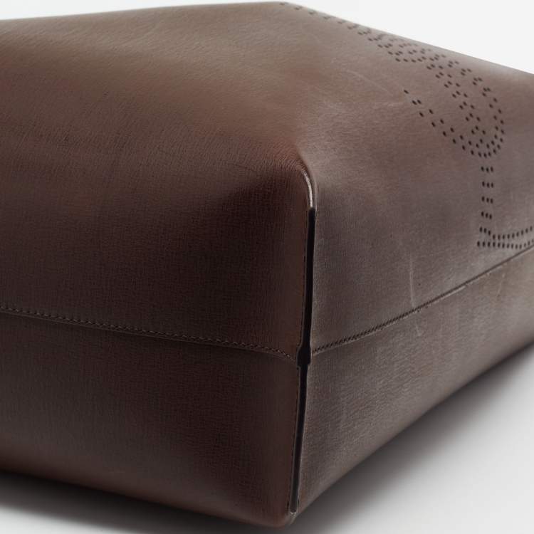 Pre Owned Saint Laurent Brown Perforated Leather East/West Tote
