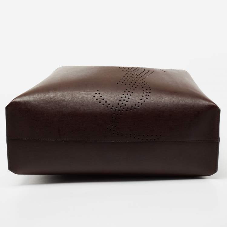 Pre Owned Saint Laurent Brown Perforated Leather East/West Tote