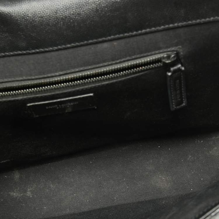 Pre Owned Saint Laurent Black Mix Matelassé Leather Large Cassandre Flap Shoulder Bag