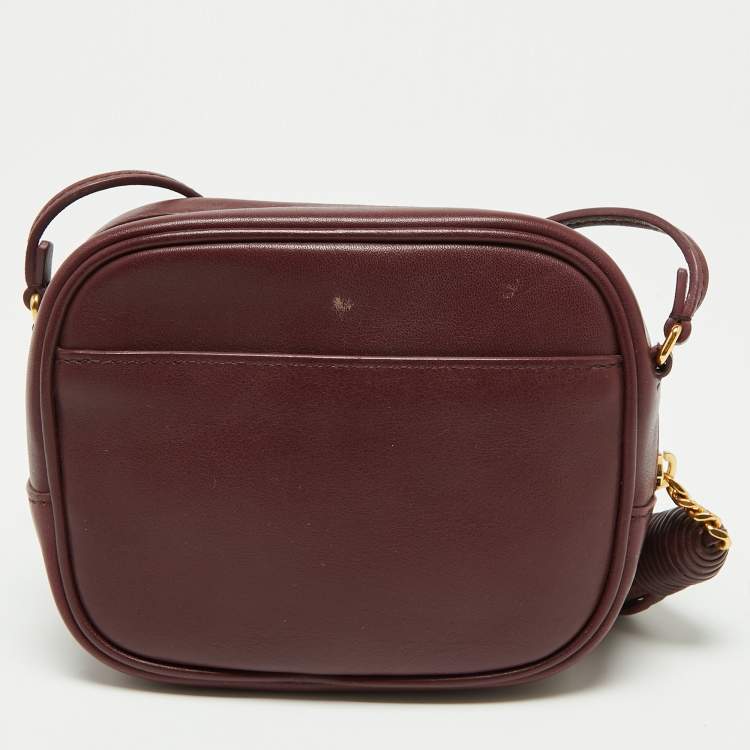 Pre Owned Saint Laurent Burgundy Leather Mini Blogger Crossbody Bag