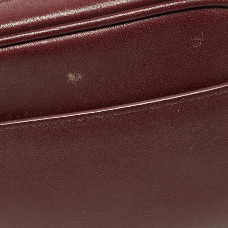 Pre Owned Saint Laurent Burgundy Leather Mini Blogger Crossbody Bag
