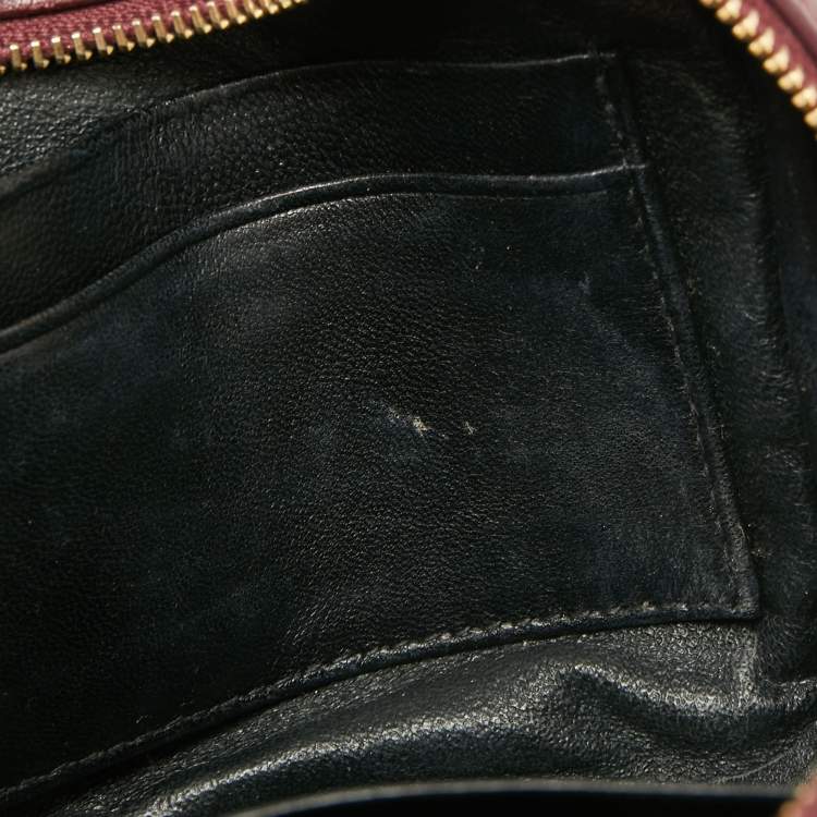 Pre Owned Saint Laurent Burgundy Leather Mini Blogger Crossbody Bag