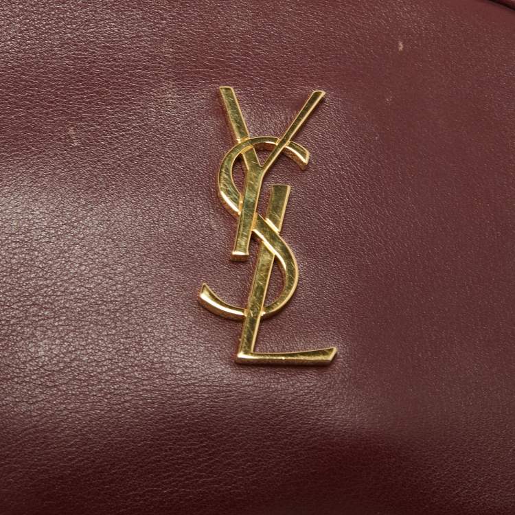 Pre Owned Saint Laurent Burgundy Leather Mini Blogger Crossbody Bag