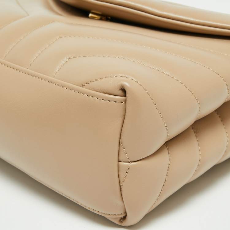 Pre Owned Saint Laurent Beige Leather Small Loulou Shoulder Bag