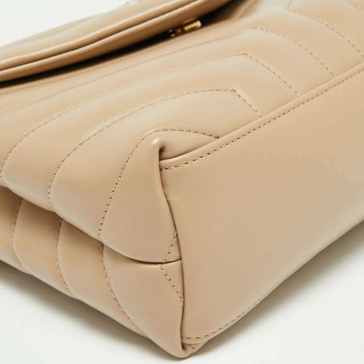 Pre Owned Saint Laurent Beige Leather Small Loulou Shoulder Bag