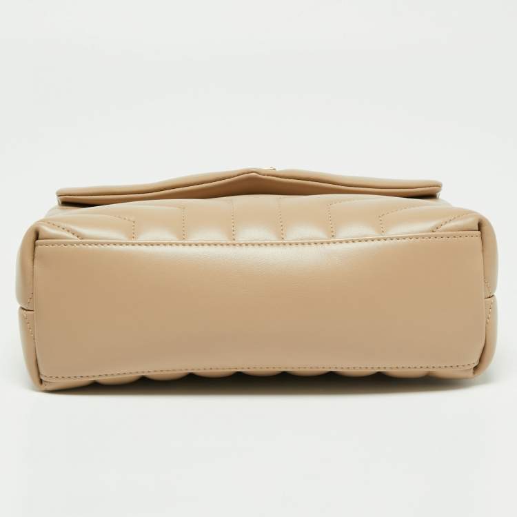 Pre Owned Saint Laurent Beige Leather Small Loulou Shoulder Bag