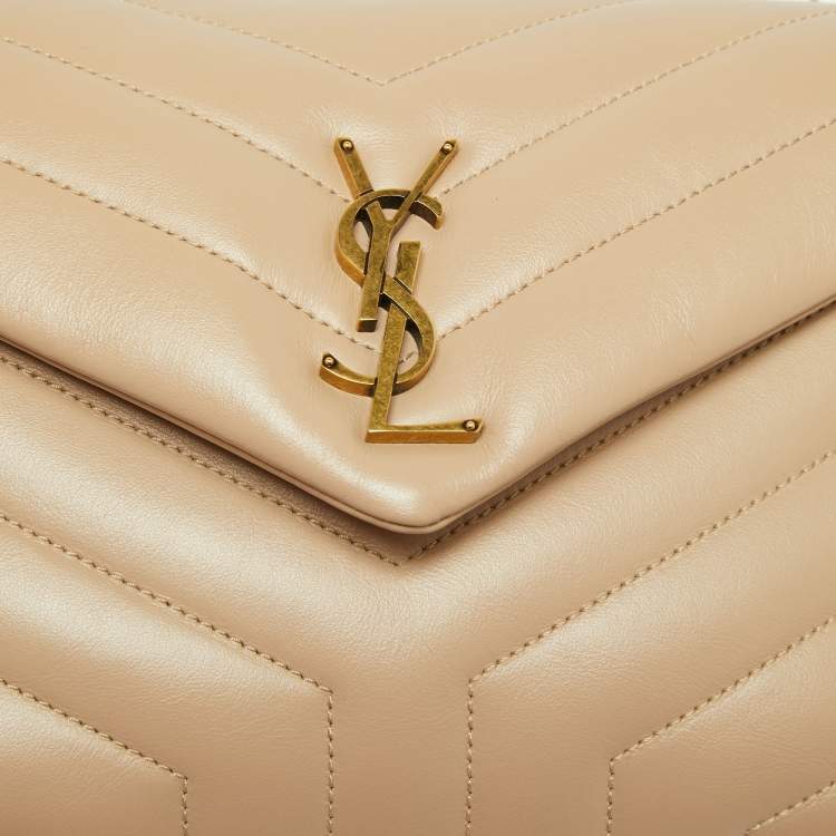 Pre Owned Saint Laurent Beige Leather Small Loulou Shoulder Bag