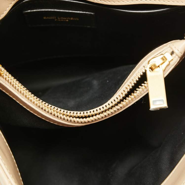 Pre Owned Saint Laurent Beige Leather Small Loulou Shoulder Bag