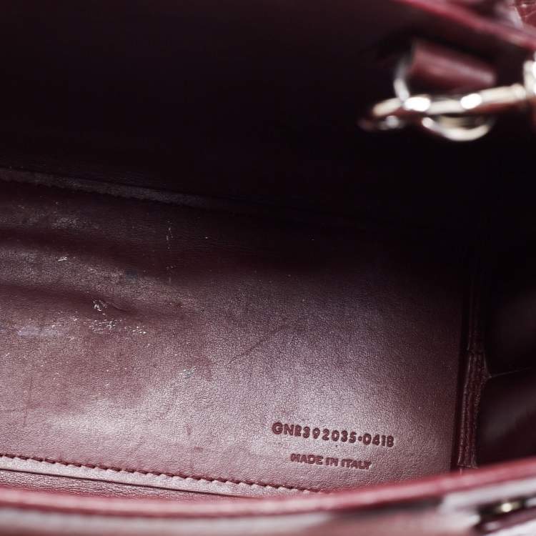 Pre Owned Saint Laurent Burgundy Croc Embossed Leather Nano Classic Sac De Jour Tote