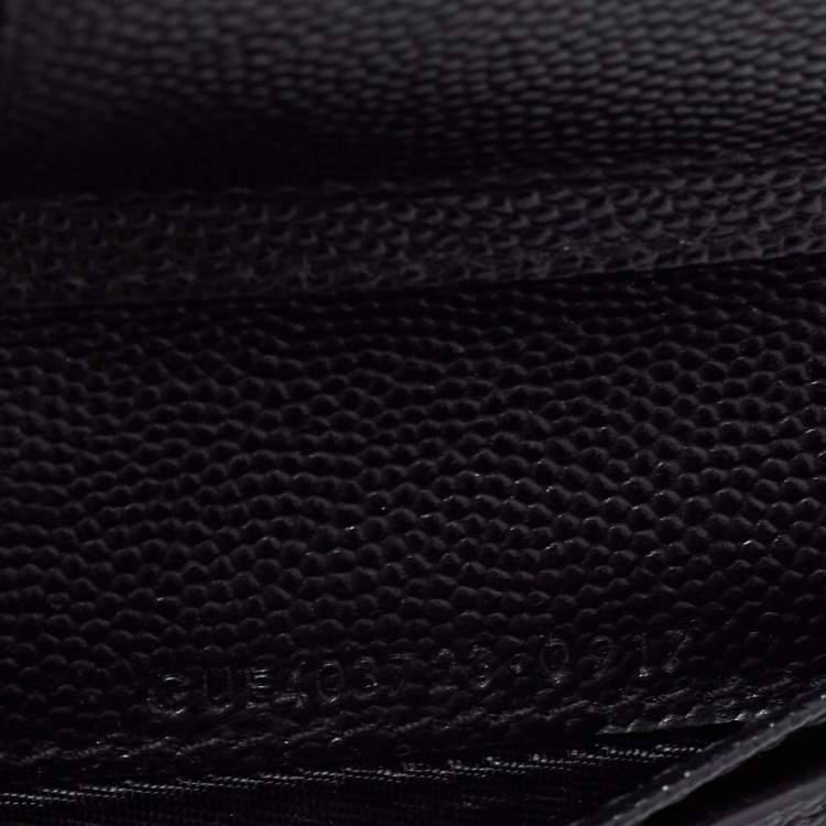 Pre Owned Saint Laurent Black Matelassé Leather Monogram Compact Wallet