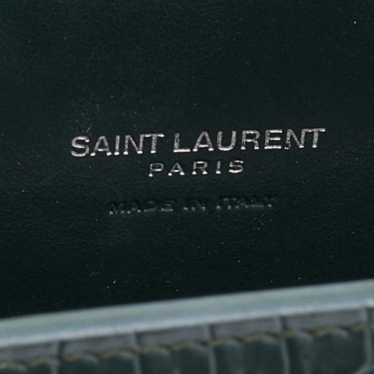 Pre Owned Saint Laurent Green Croc Embossed Leather Baby Classic Sac De Jour Tote