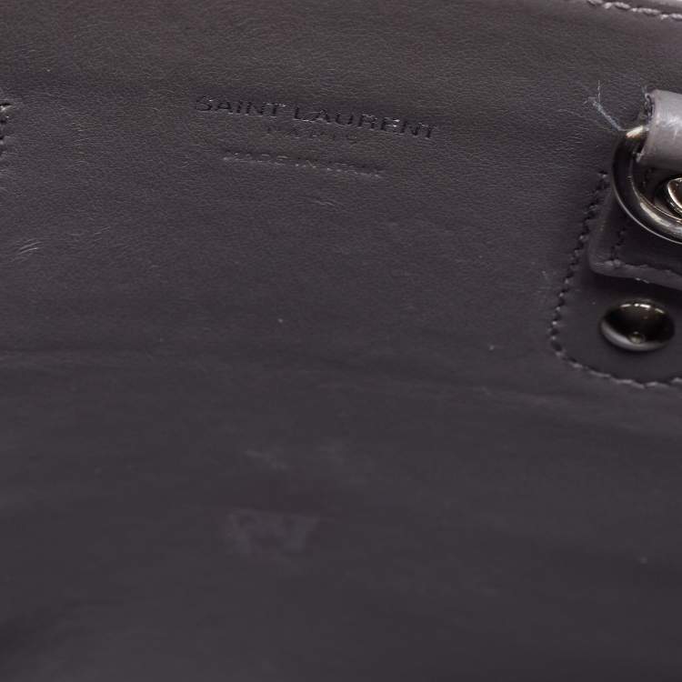 Pre Owned Saint Laurent Grey Croc Embossed Leather Nano Classic Sac De Jour Tote