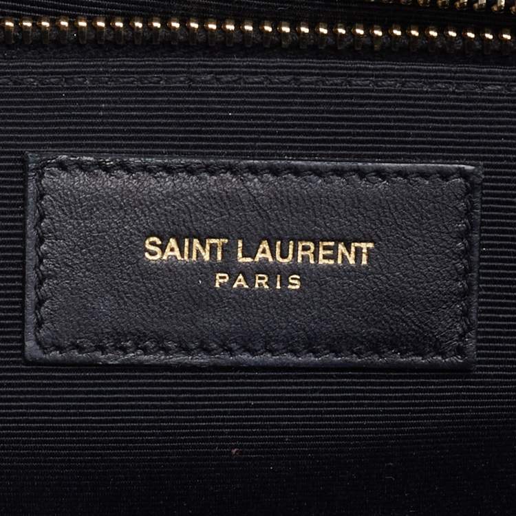 Pre Owned Saint Laurent Black Matelassé Leather Large Monogram Envelope Shoulder Bag