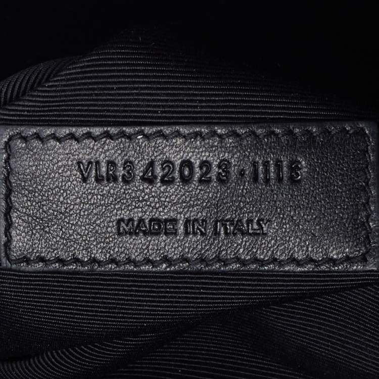 Pre Owned Saint Laurent Black Matelassé Leather Large Monogram Envelope Shoulder Bag