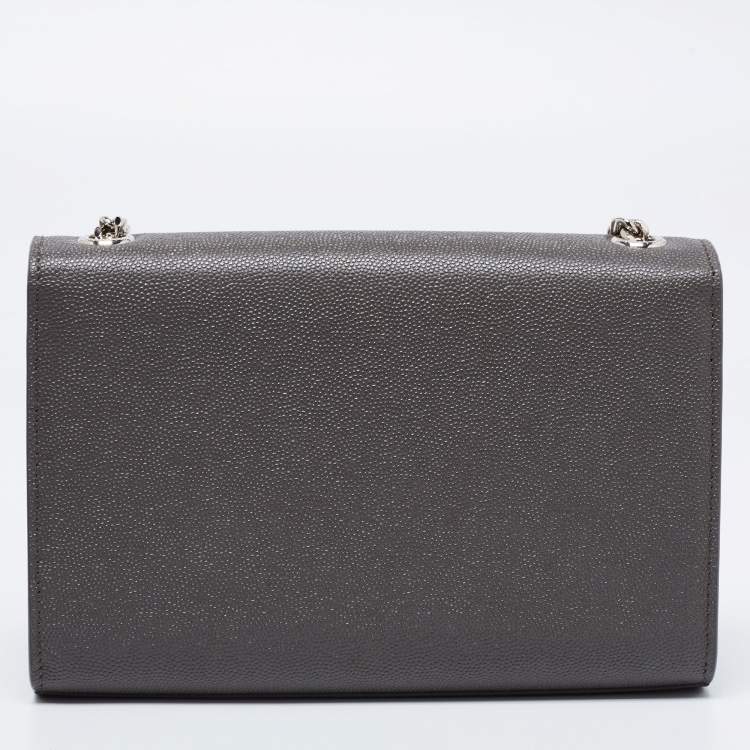 Pre Owned Saint Laurent Grey Leather Kate Tassel Wallet on Chain 