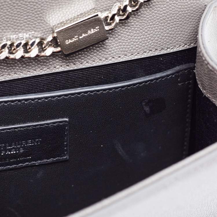 Pre Owned Saint Laurent Grey Leather Kate Tassel Wallet on Chain 