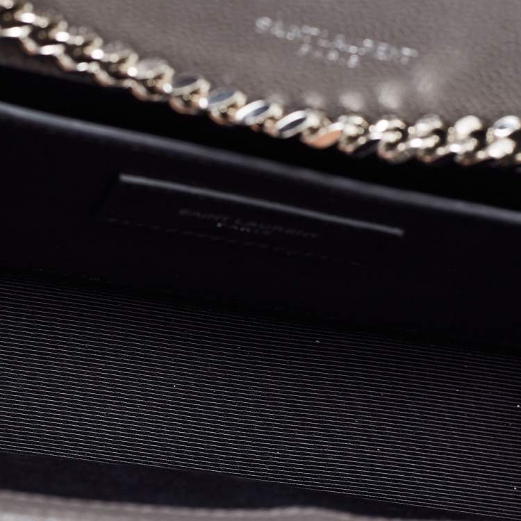 Pre Owned Saint Laurent Grey Leather Kate Tassel Wallet on Chain 