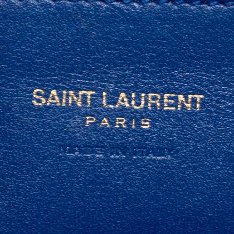 Pre Owned Saint Laurent Blue Leather Monogram Satchel