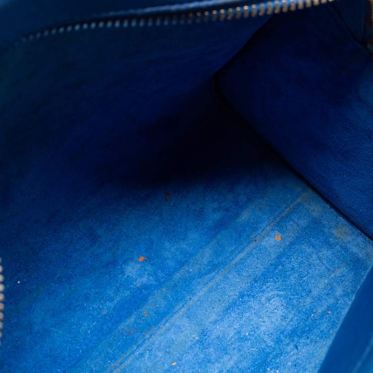 Pre Owned Saint Laurent Blue Leather Monogram Satchel