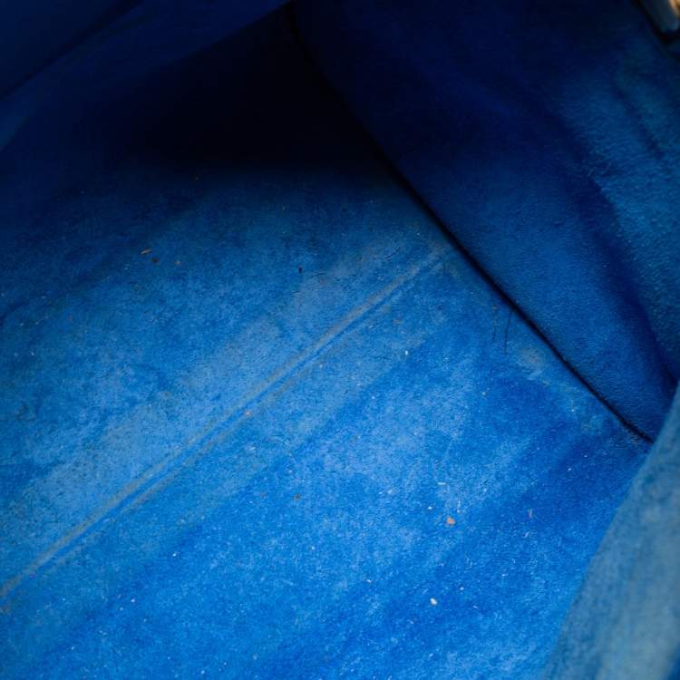 Pre Owned Saint Laurent Blue Leather Monogram Satchel