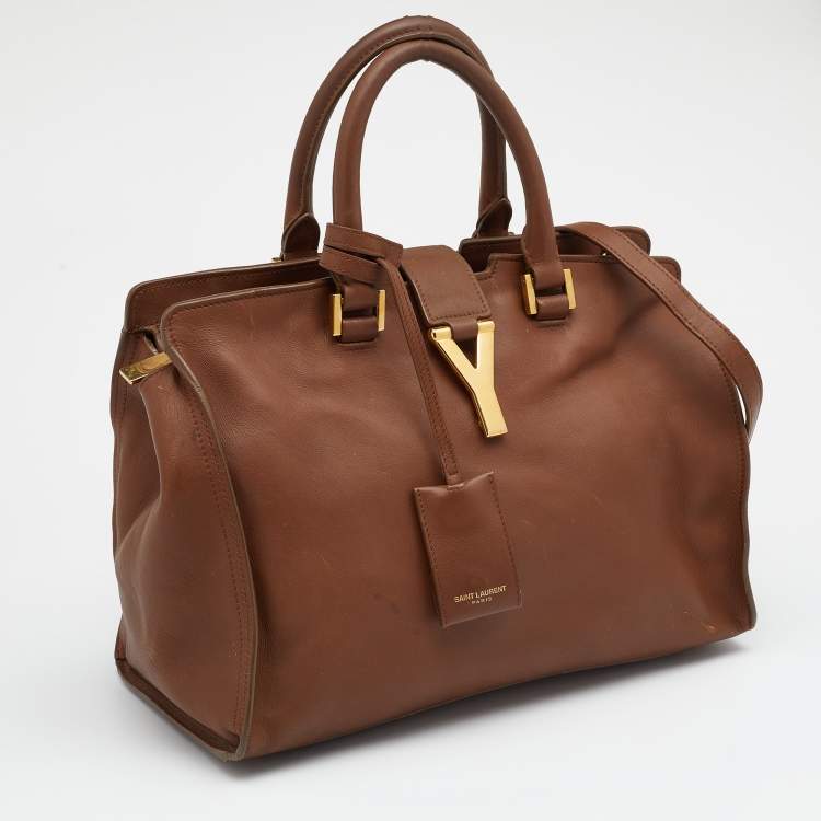 Pre Owned Saint Laurent Brown Leather Cabas Chyc Tote