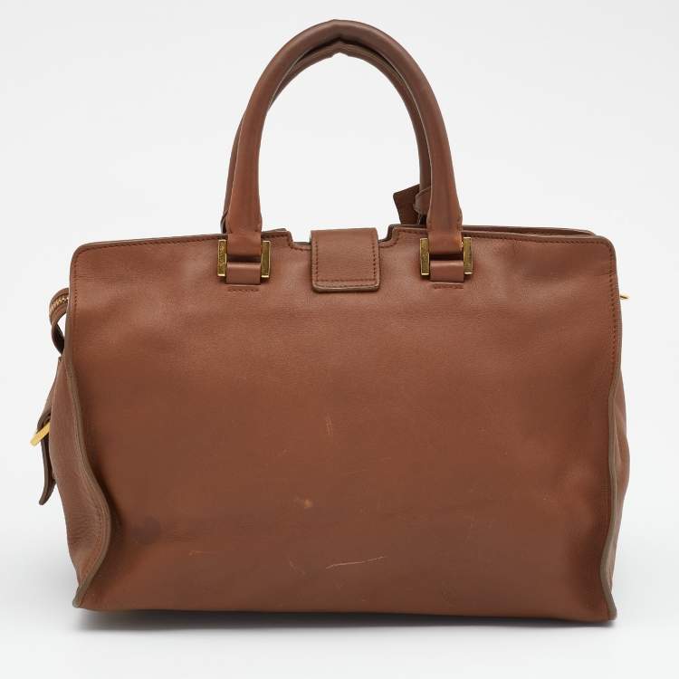 Pre Owned Saint Laurent Brown Leather Cabas Chyc Tote
