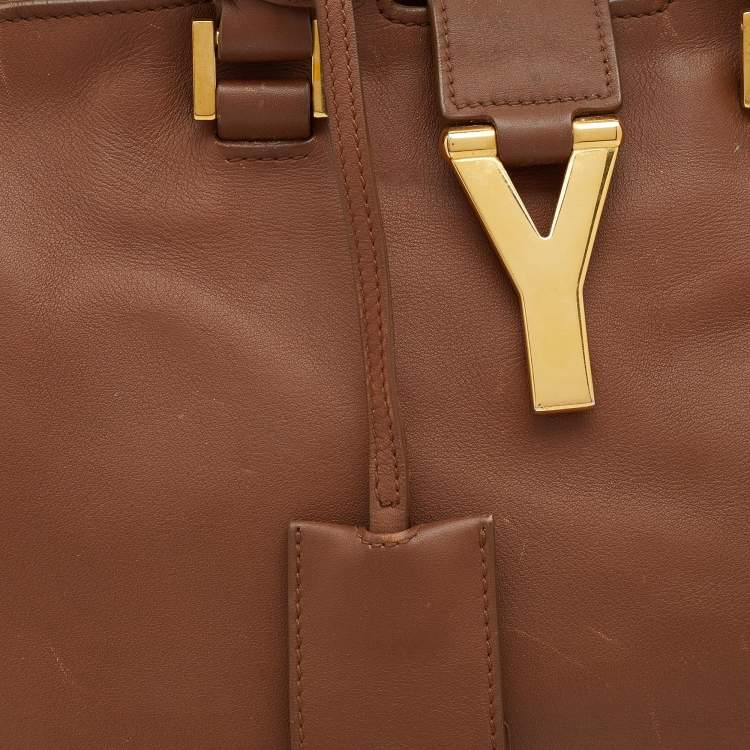 Pre Owned Saint Laurent Brown Leather Cabas Chyc Tote