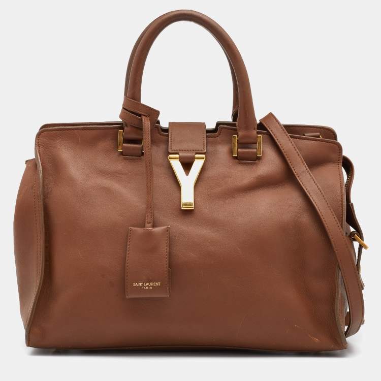 Pre Owned Saint Laurent Brown Leather Cabas Chyc Tote