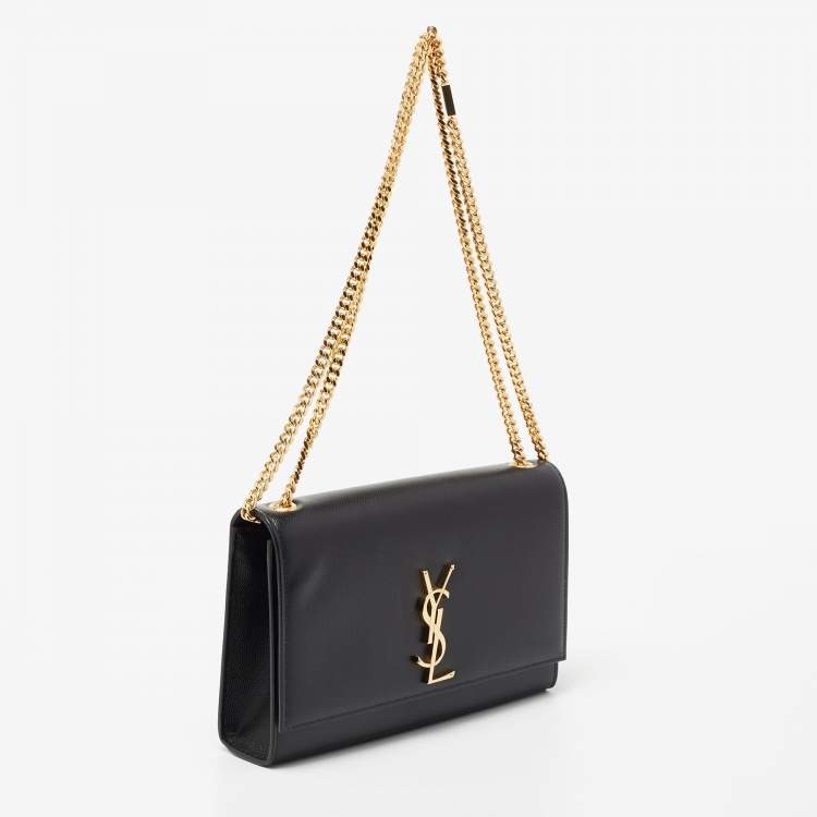 Pre Owned Saint Laurent Black Leather Medium Kate Shoulder Bag